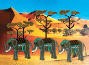 Klöppelbild Afrika 5 30x40 cm mit Hintergrundbild