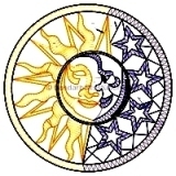Klöppelbrief Fensterbild Sonne-Mond 30 cm