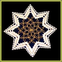 Klöppelbrief Sternendecke 18 cm