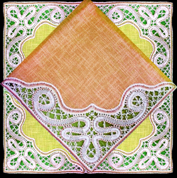 Klöppelbrief Decke Bändchen Muster 39 x39 cm