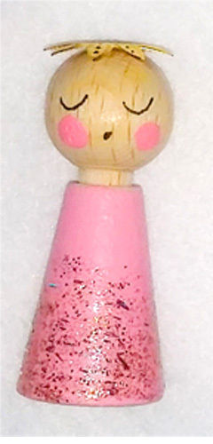 Klöppelset Miniengel 3,6 cm mit Klöppelmuster rose