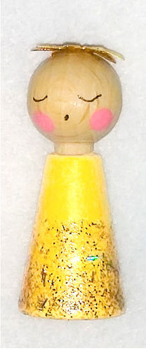 Klöppelset Miniengel 3,6 cm mit Klöppelmuster gelb
