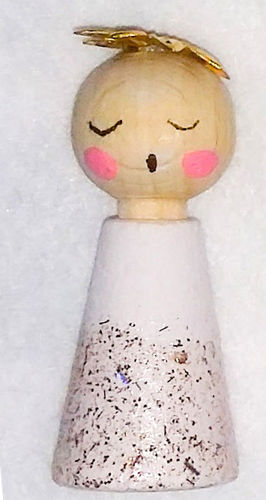 Klöppelset Miniengel 3,6 cm mit Klöppelmuster weiß