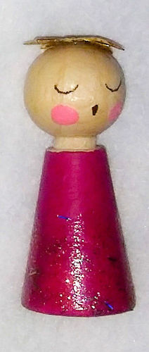 Klöppelset Miniengel 3,6 cm mit Klöppelmuster rot