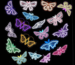 Klöppelbrief Anhänger kleine Schmetterlinge 6-12 cm