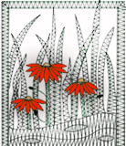 Klöppelbrief Bild 22x20 cm Schattenblume